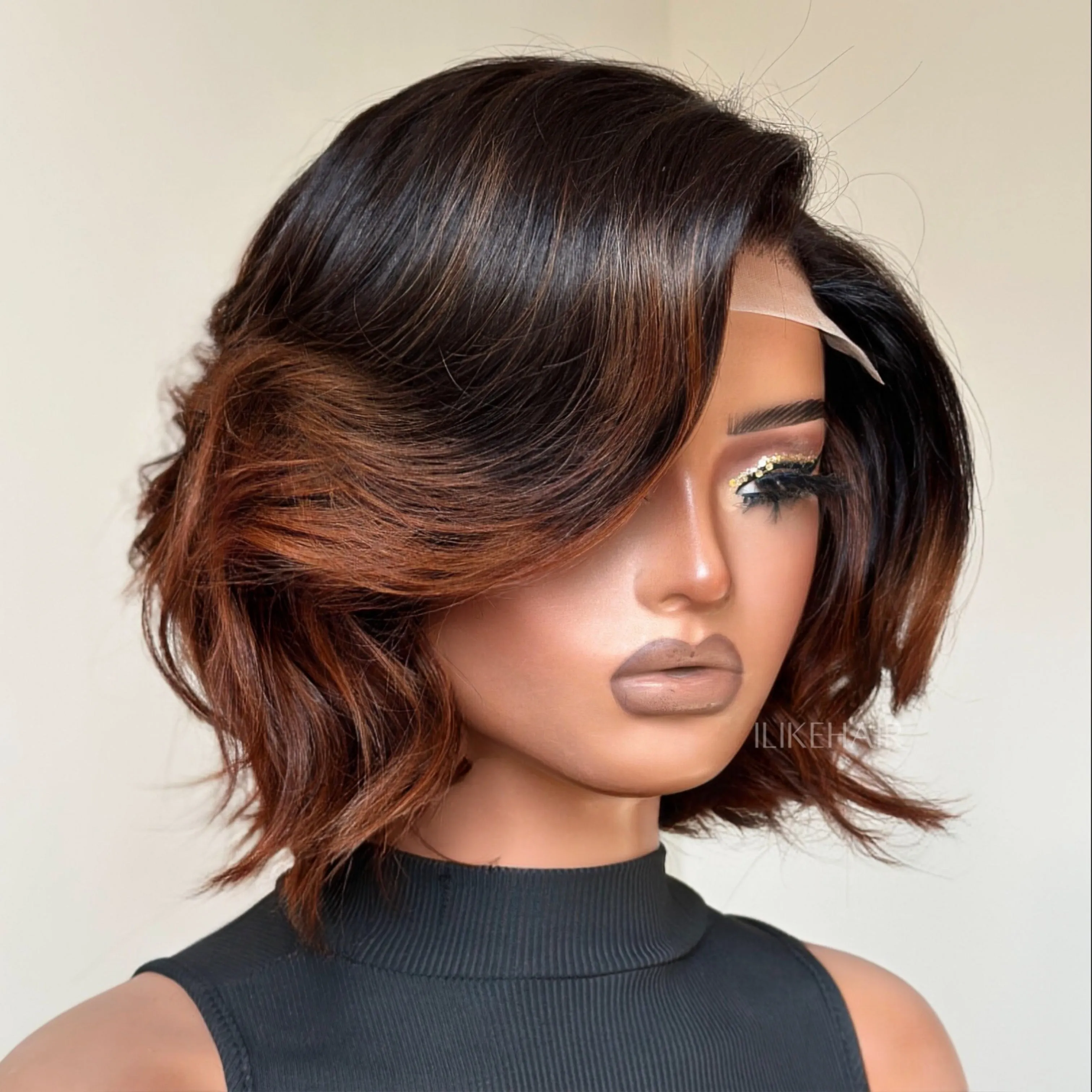 Elegant Ombre Color Loose Wave 5x5 Glueless Closure Lace Wig