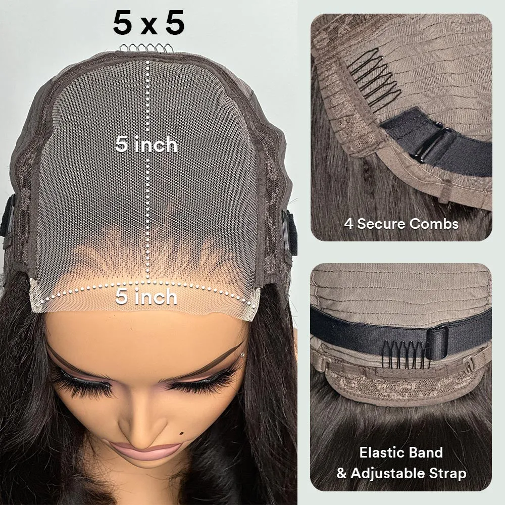 Elegant Ombre Color Loose Wave 5x5 Glueless Closure Lace Wig