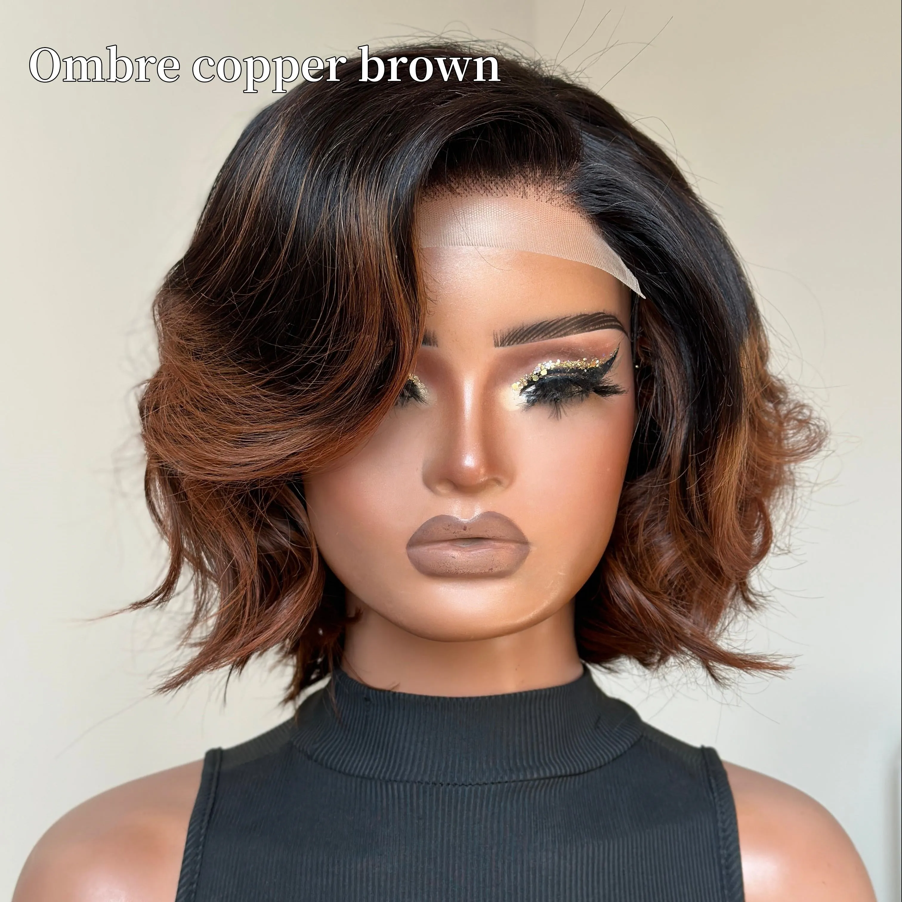 Elegant Ombre Color Loose Wave 5x5 Glueless Closure Lace Wig