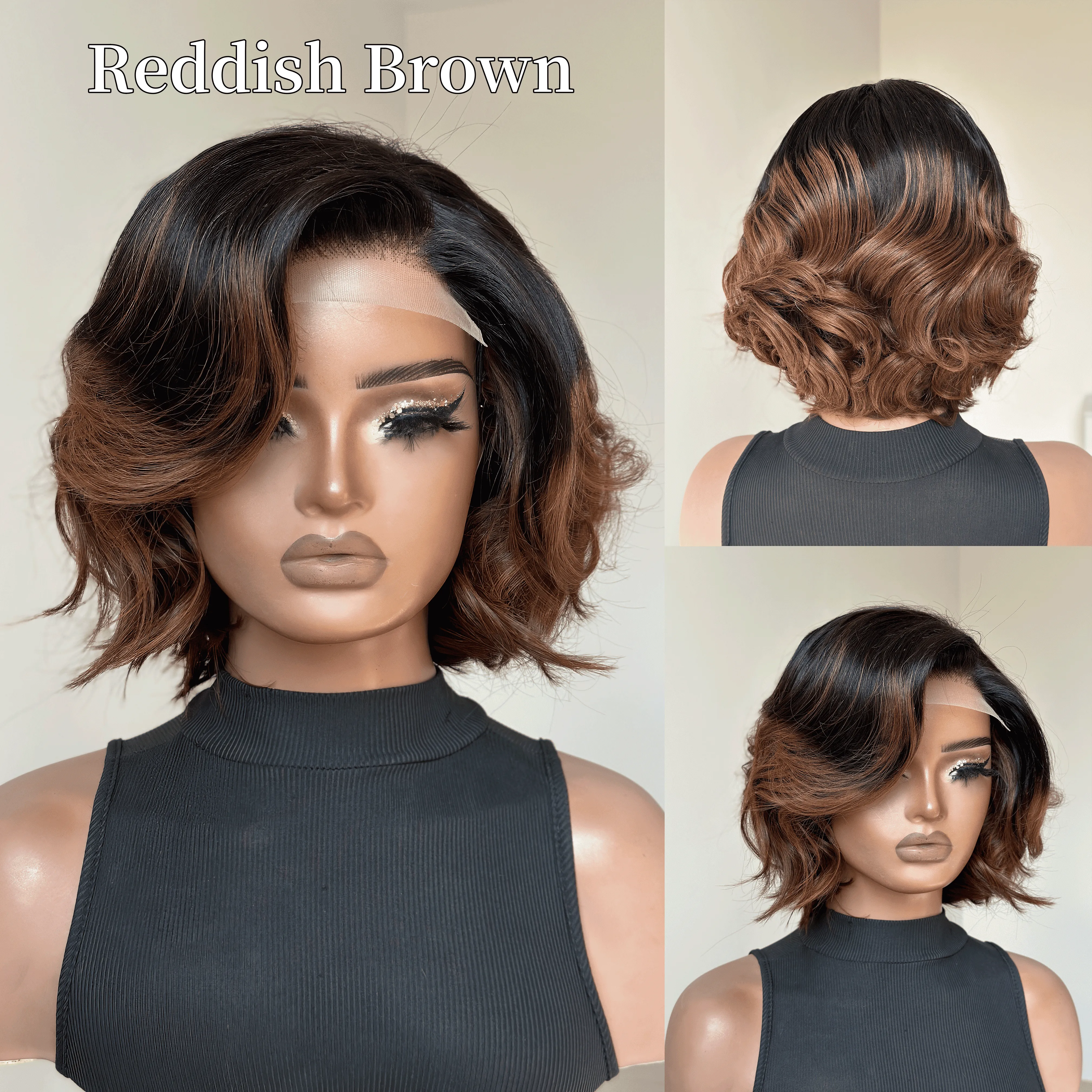 Elegant Ombre Color Loose Wave 5x5 Glueless Closure Lace Wig
