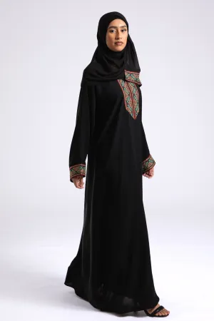 Elegant Onyx Lace Closed Abaya (Premium)