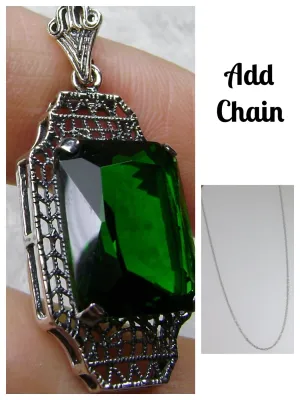 Emerald Pendant, 1930s Art Deco Jewelry #P13