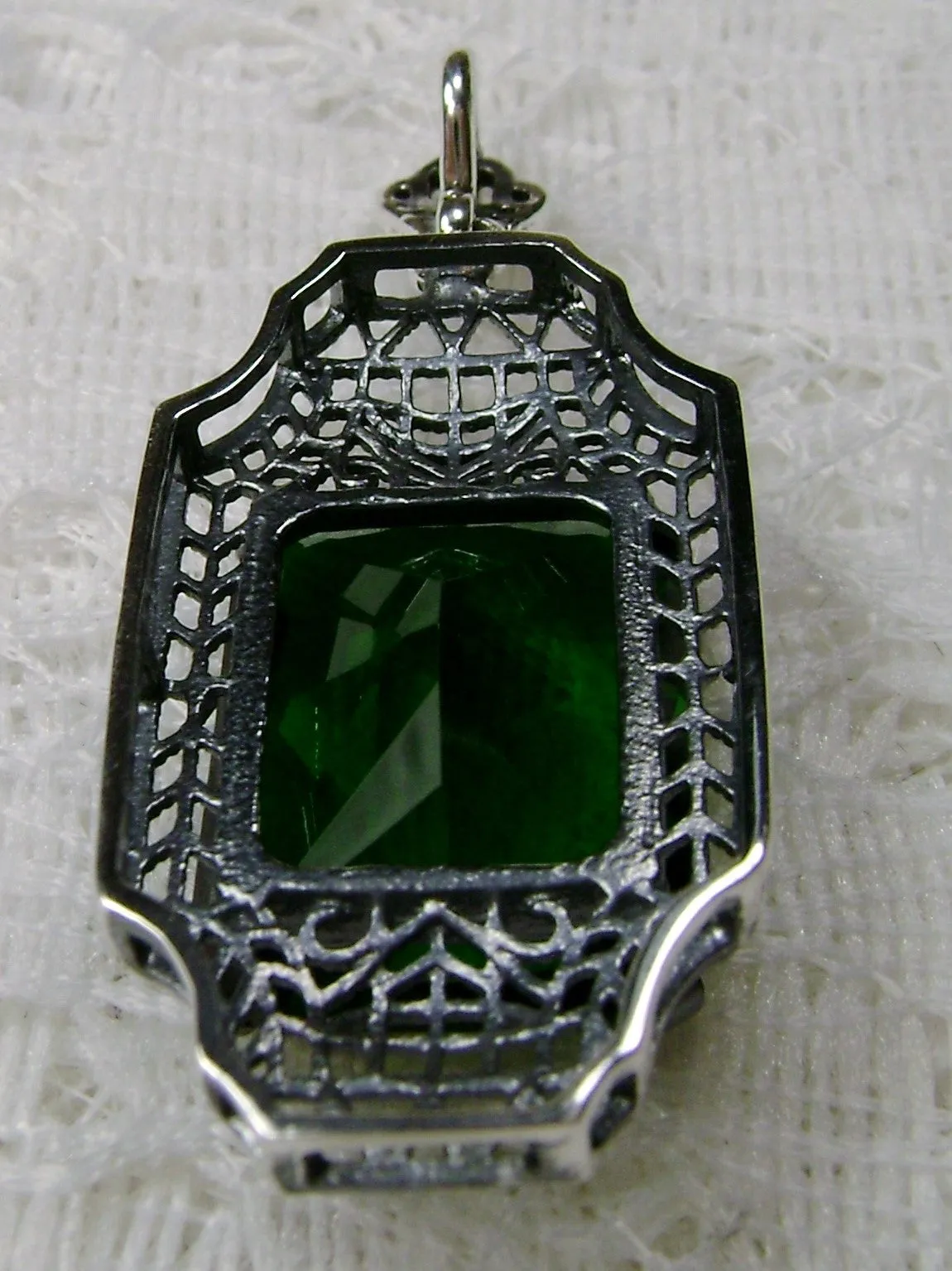 Emerald Pendant, 1930s Art Deco Jewelry #P13