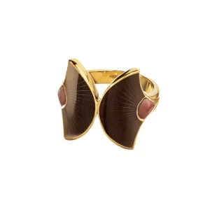 Fan Gemstone & Enamel Sterling Silver Double Ring I Jan Leslie