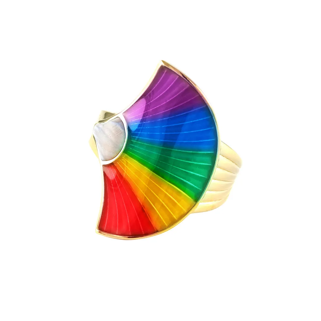 Fan Gemstone & Enamel Vermeil Sterling Silver Ring I Jan Leslie