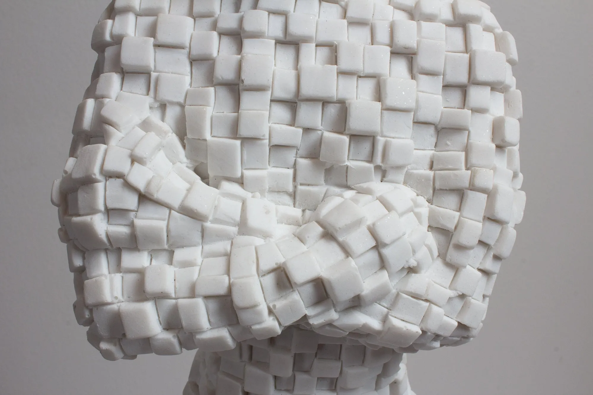 French Standing Mosaic Man Sculpture in White