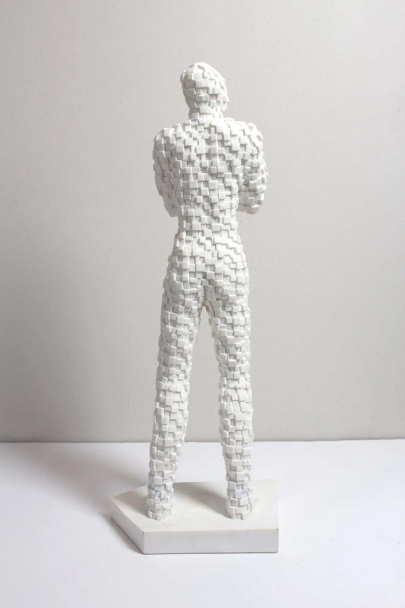 French Standing Mosaic Man Sculpture in White