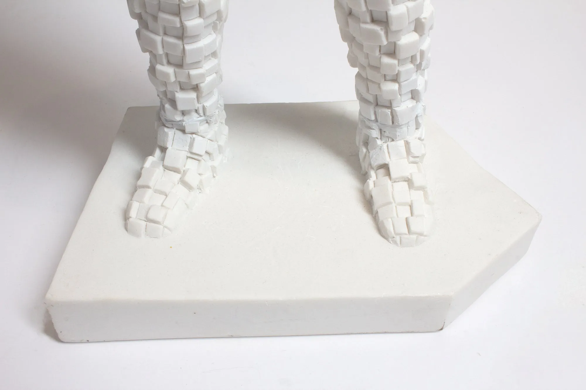 French Standing Mosaic Man Sculpture in White
