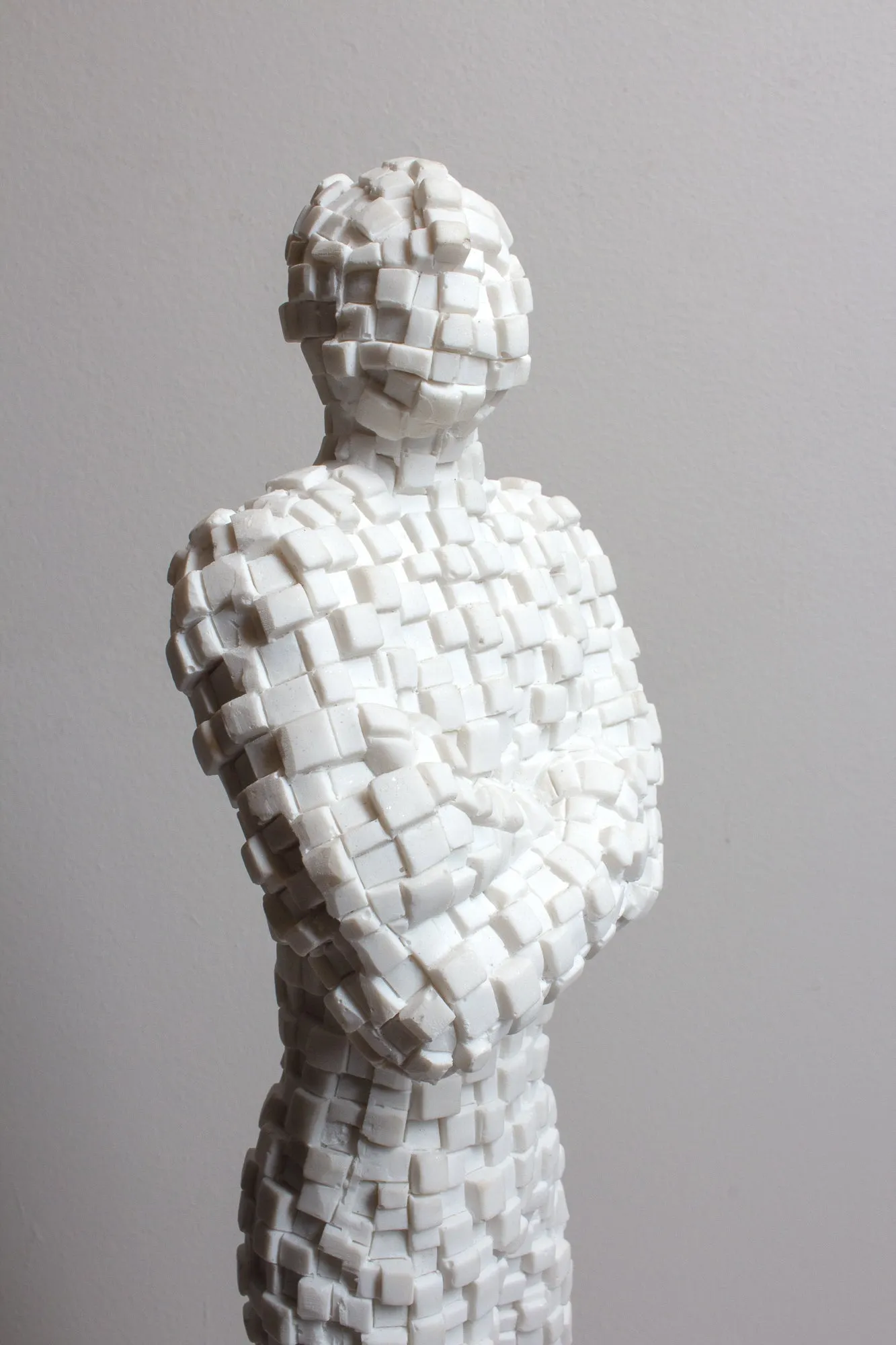 French Standing Mosaic Man Sculpture in White
