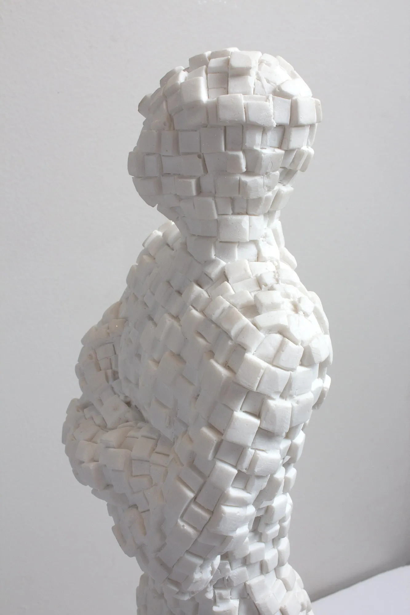 French Standing Mosaic Man Sculpture in White