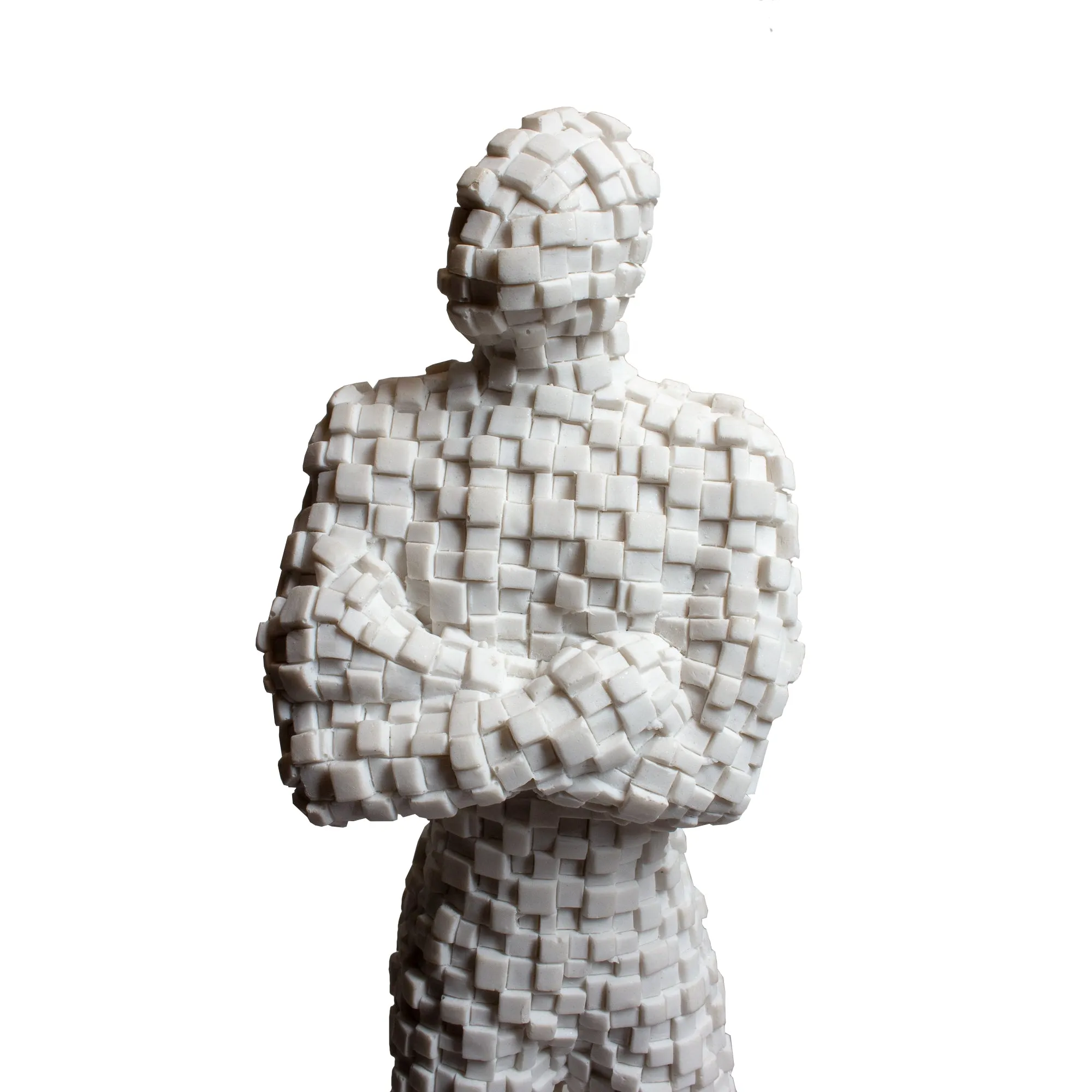 French Standing Mosaic Man Sculpture in White