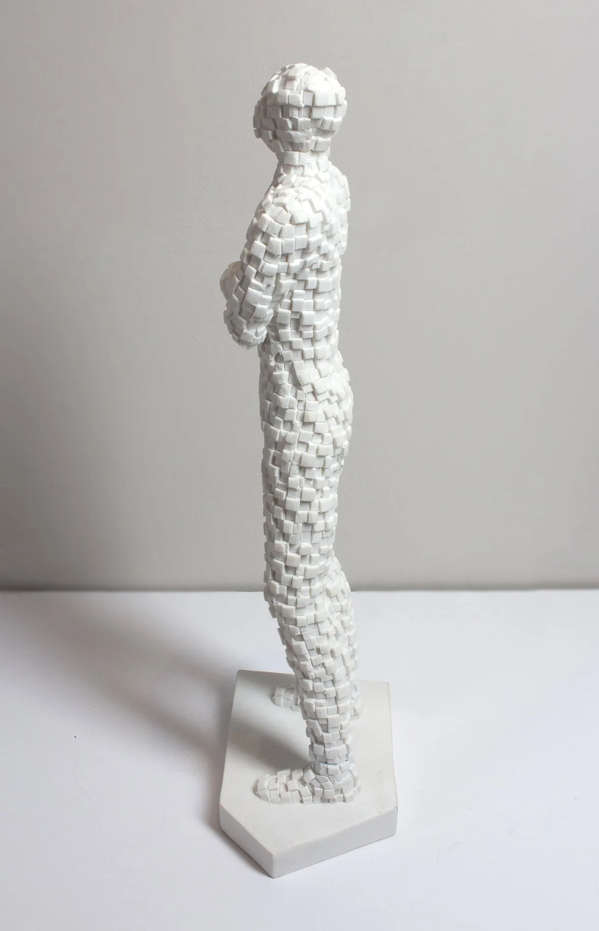 French Standing Mosaic Man Sculpture in White