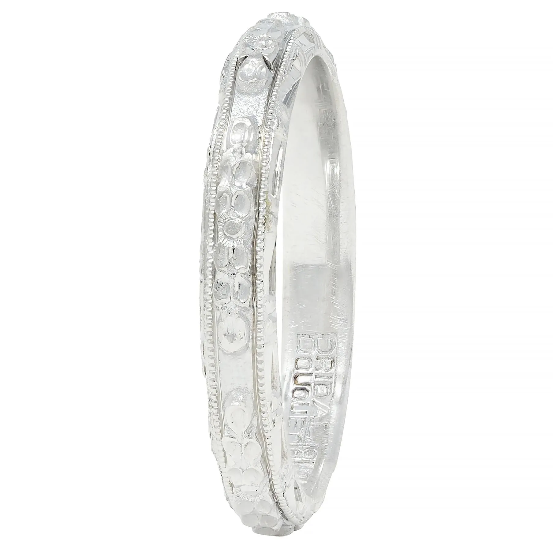 Friedman Ring Co. Art Deco 18 Karat White Gold Vintage Orange Blossom Wedding Band Ring