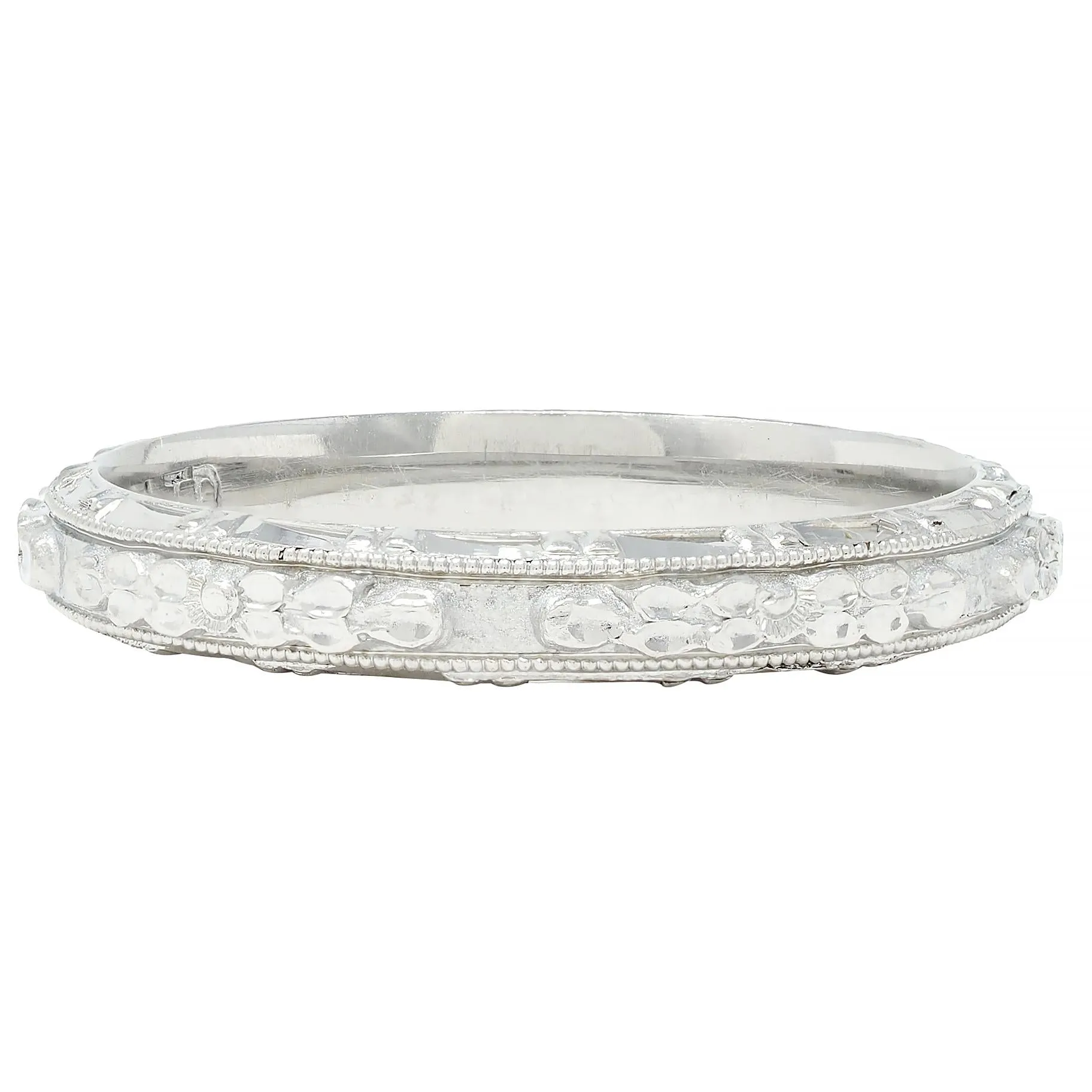 Friedman Ring Co. Art Deco 18 Karat White Gold Vintage Orange Blossom Wedding Band Ring