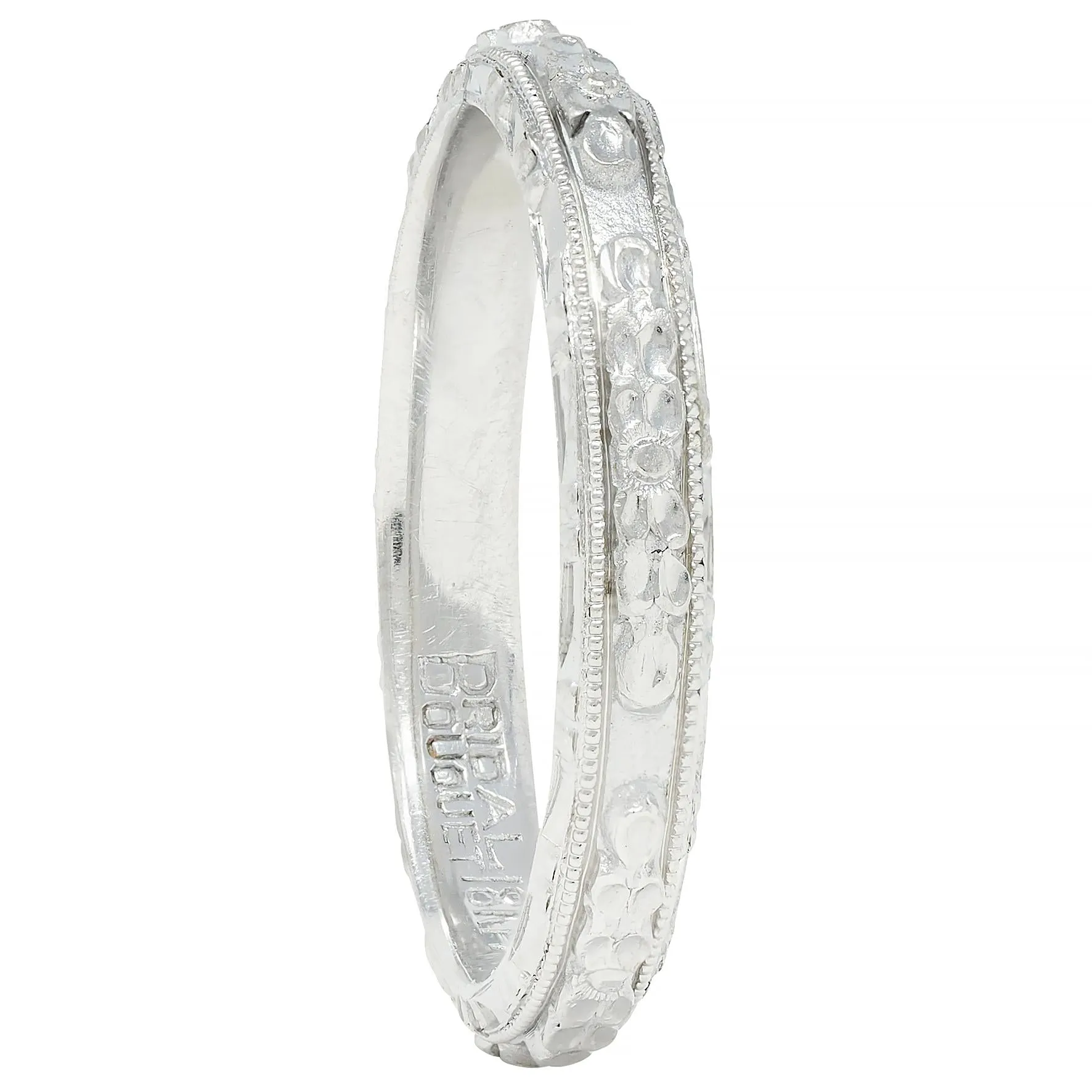 Friedman Ring Co. Art Deco 18 Karat White Gold Vintage Orange Blossom Wedding Band Ring