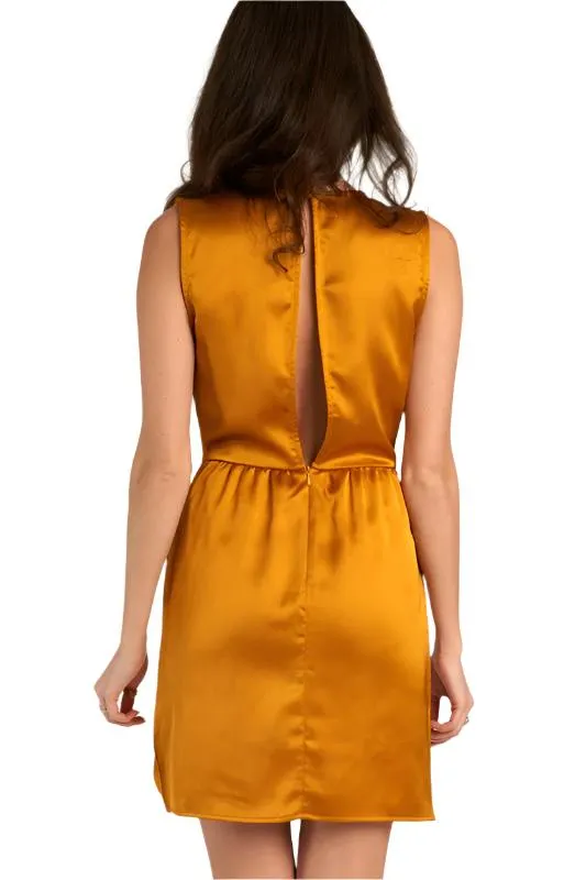 Front Layered Back Cutout Satin Mini Dress