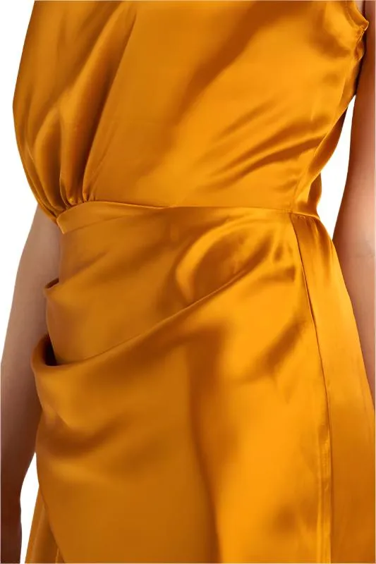 Front Layered Back Cutout Satin Mini Dress
