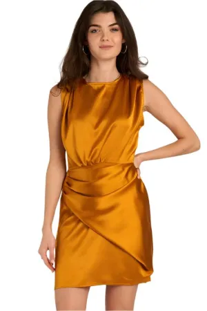 Front Layered Back Cutout Satin Mini Dress