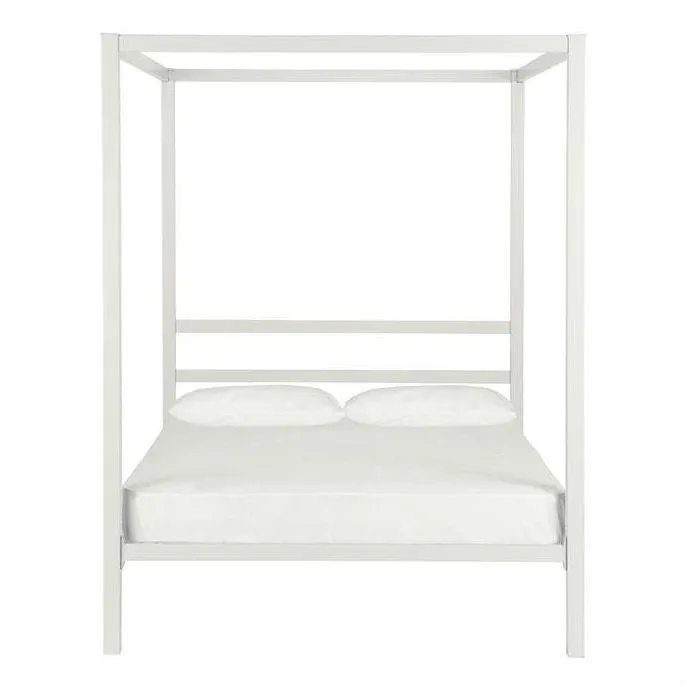 Full size Modern White Metal Canopy Bed Frame