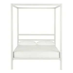 Full size Modern White Metal Canopy Bed Frame