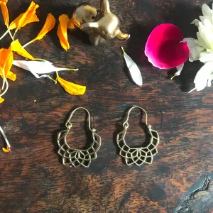 Geo Lotus Gold Earrings