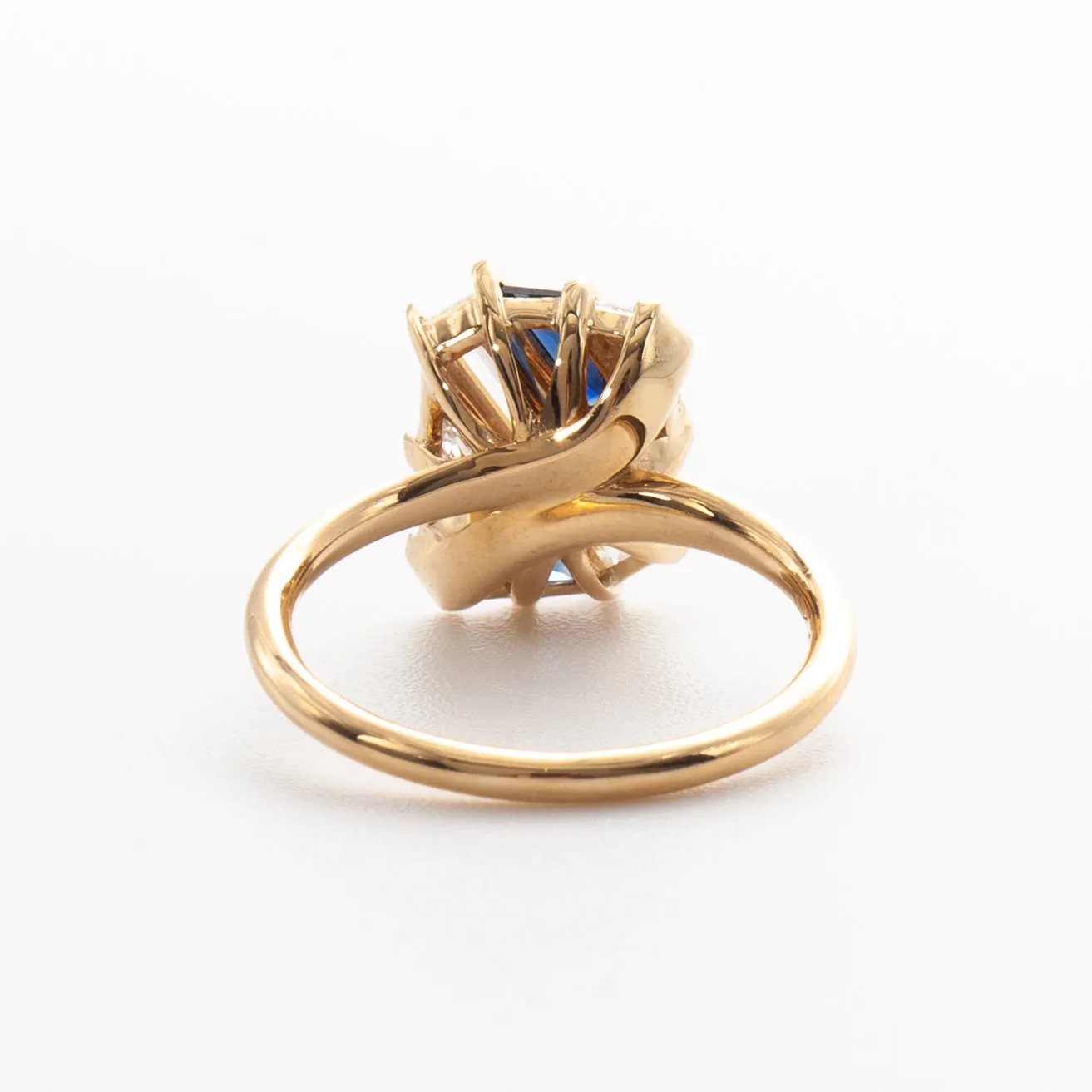 Geometric Lab-Grown Diamond & Sapphire Slash Engagement Ring