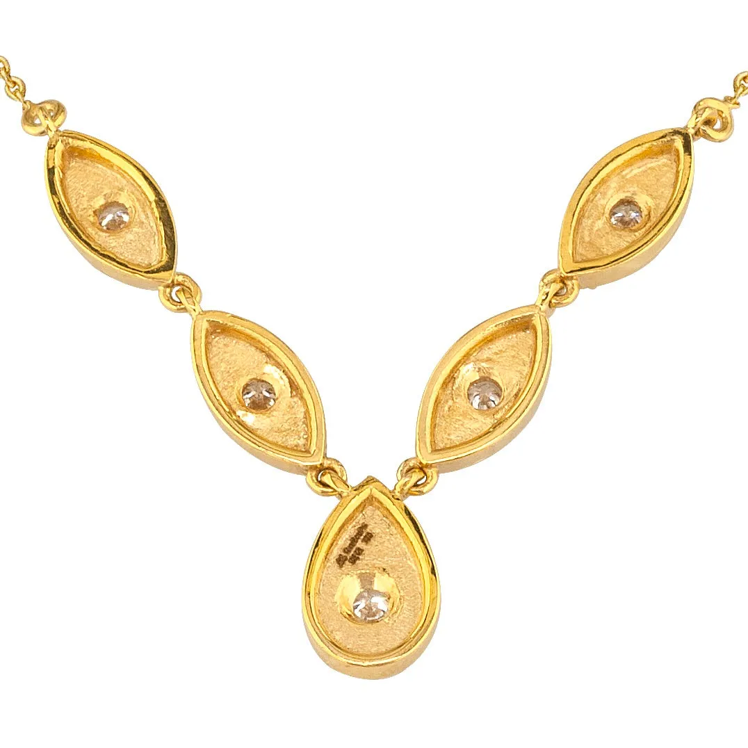 Geometric Prolate Drop Row Necklace