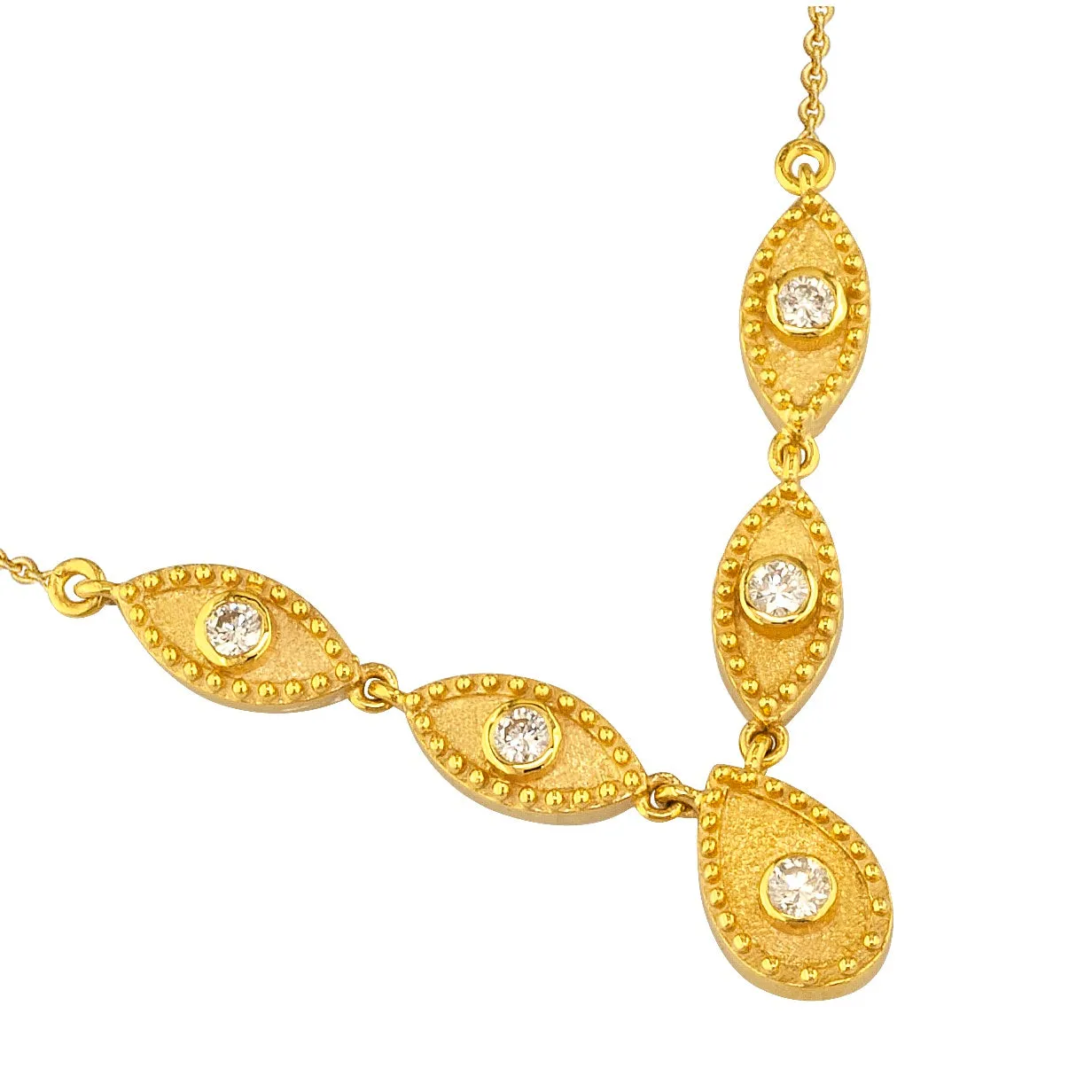 Geometric Prolate Drop Row Necklace
