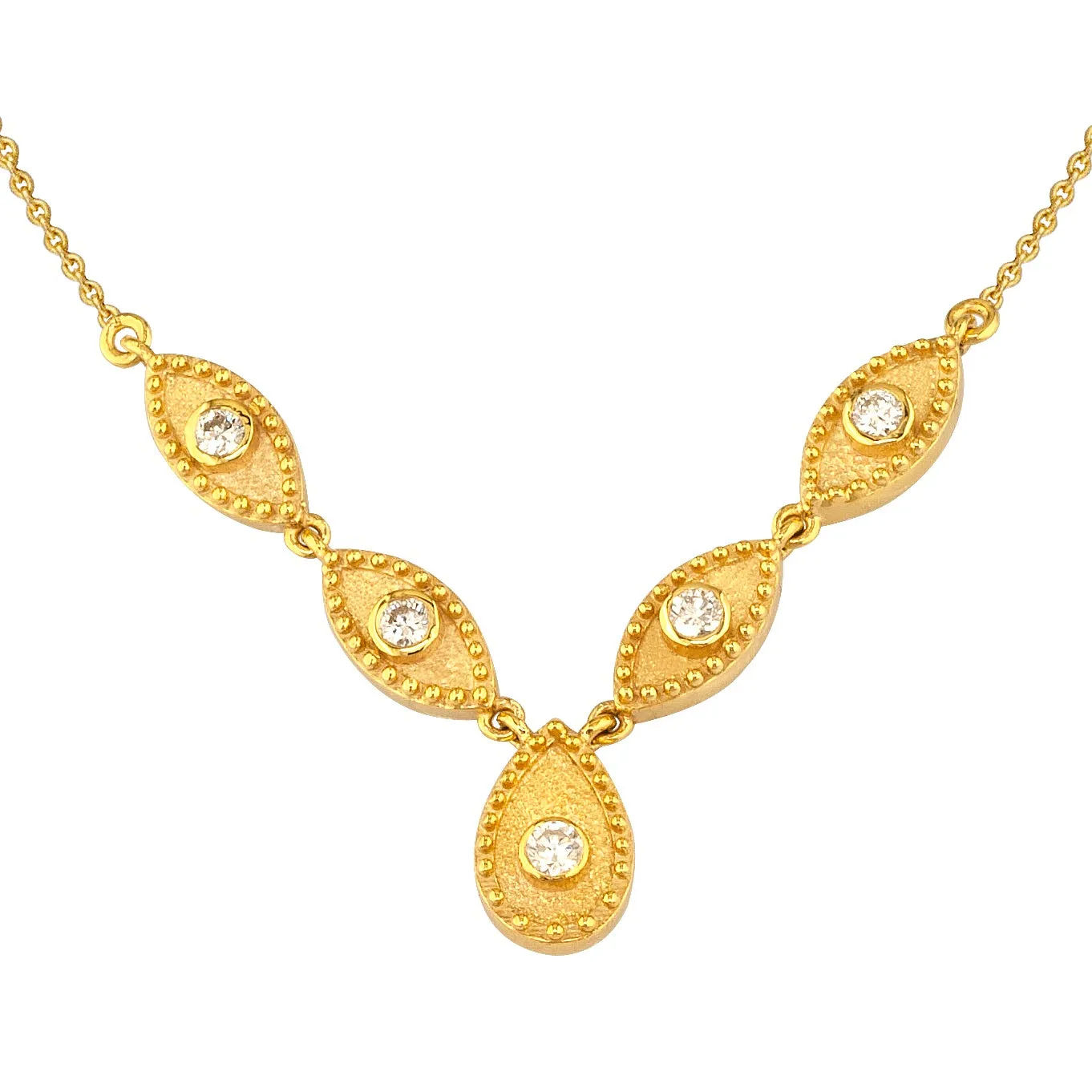 Geometric Prolate Drop Row Necklace