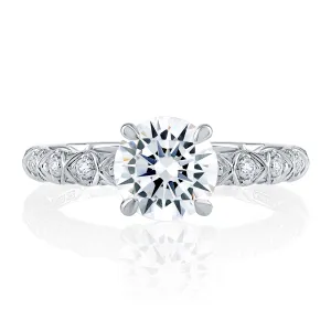 Geometric Round Cut Diamond Engagement Ring