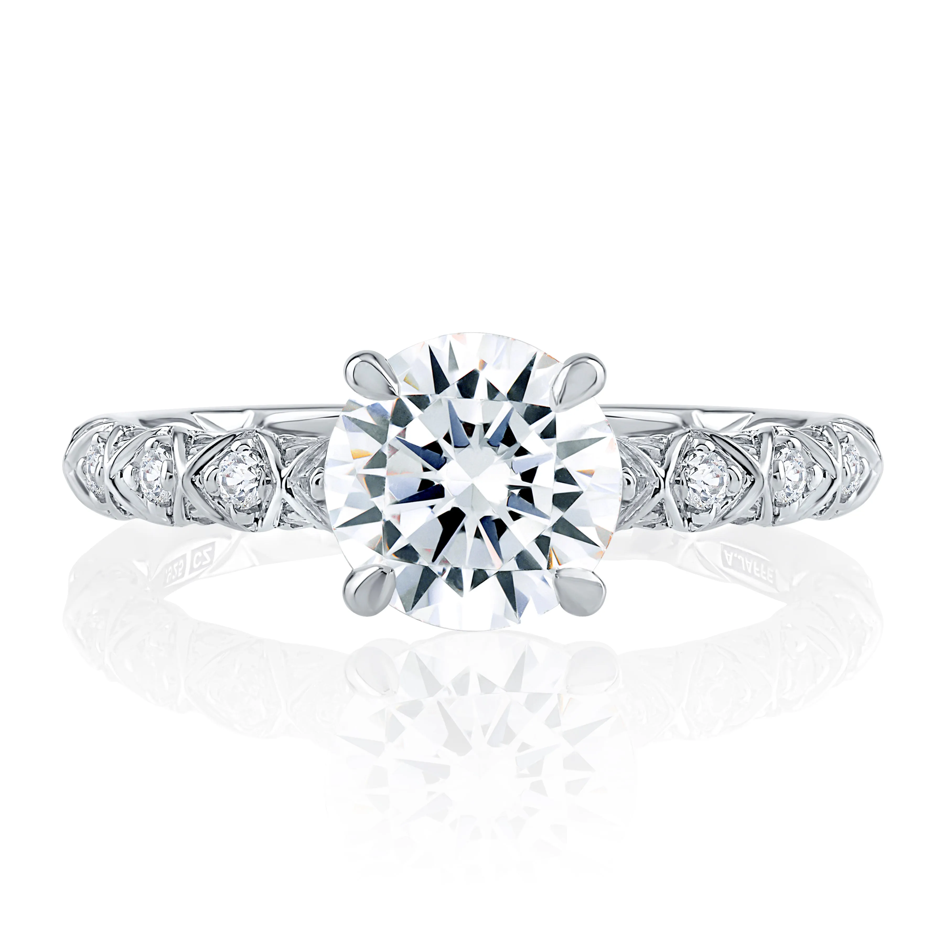 Geometric Round Cut Diamond Engagement Ring
