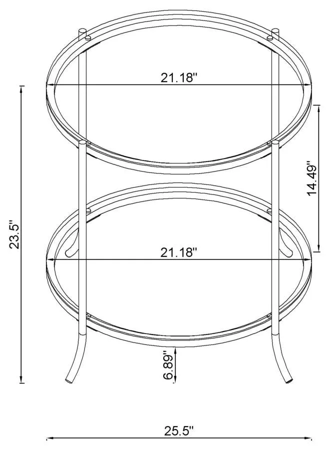 Glass Top Round End Table Table in Black Nickel and Clear