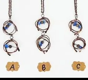Handcrafted Tarnished Solid Copper Wrapped Pendant with Hammered Texture – Jasper & Blue Abalorios Dangle