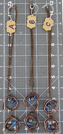 Handcrafted Tarnished Solid Copper Wrapped Pendant with Hammered Texture – Jasper & Blue Abalorios Dangle
