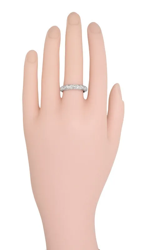 Harwinton Art Deco Platinum Filigree Diamond Antique Heirloom Wedding Ring - Size 9 1/2
