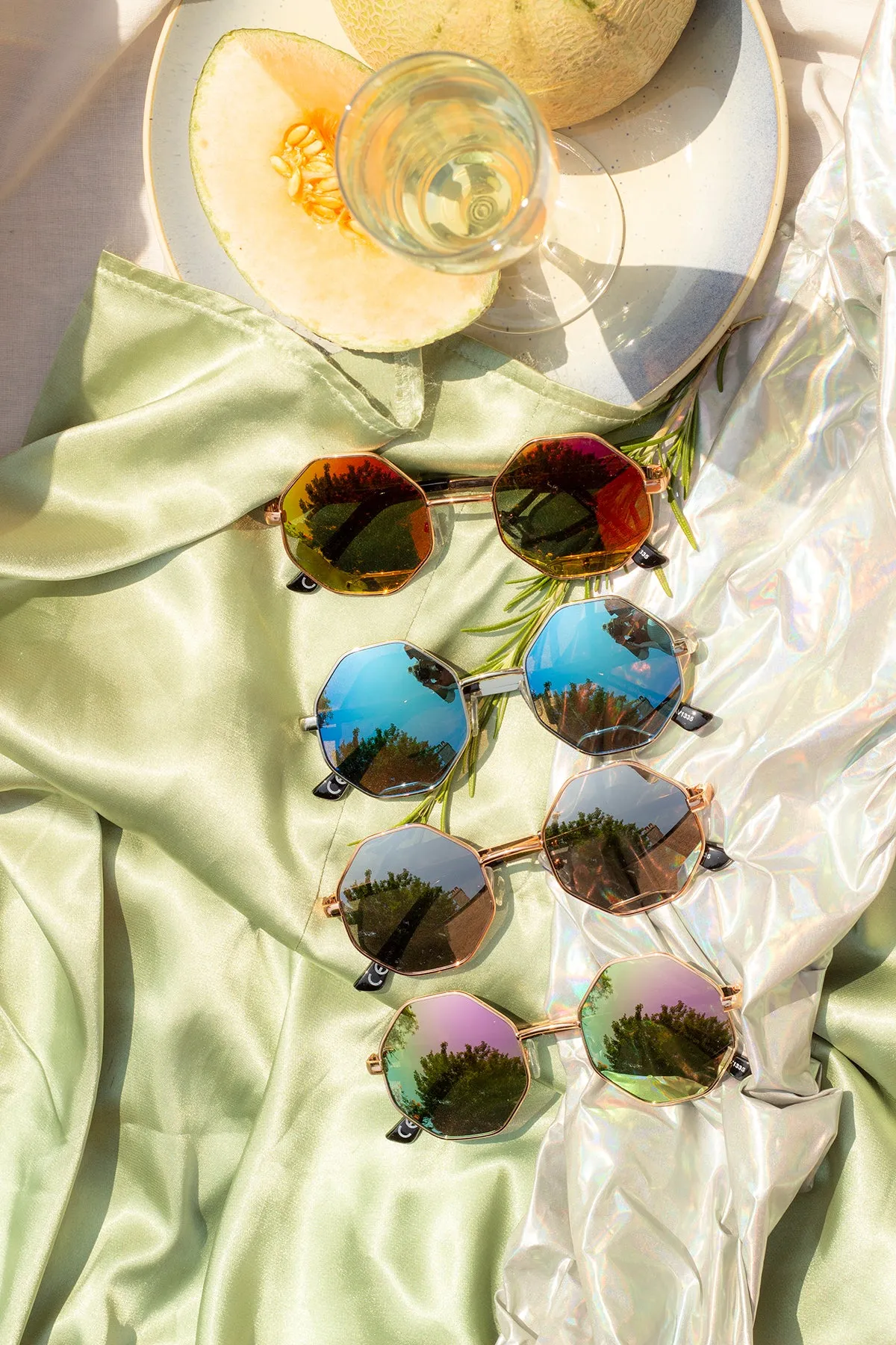 Hexagon Mirror Sunglasses