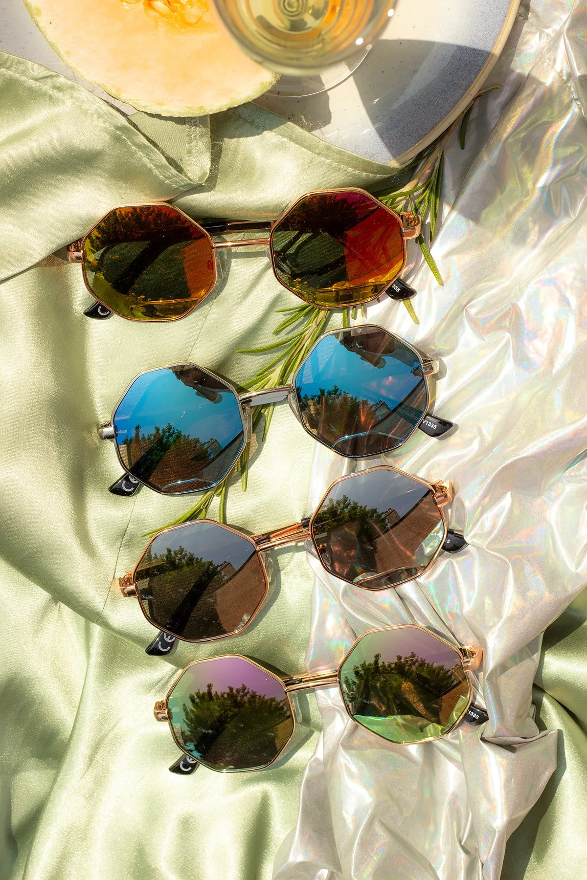 Hexagon Mirror Sunglasses