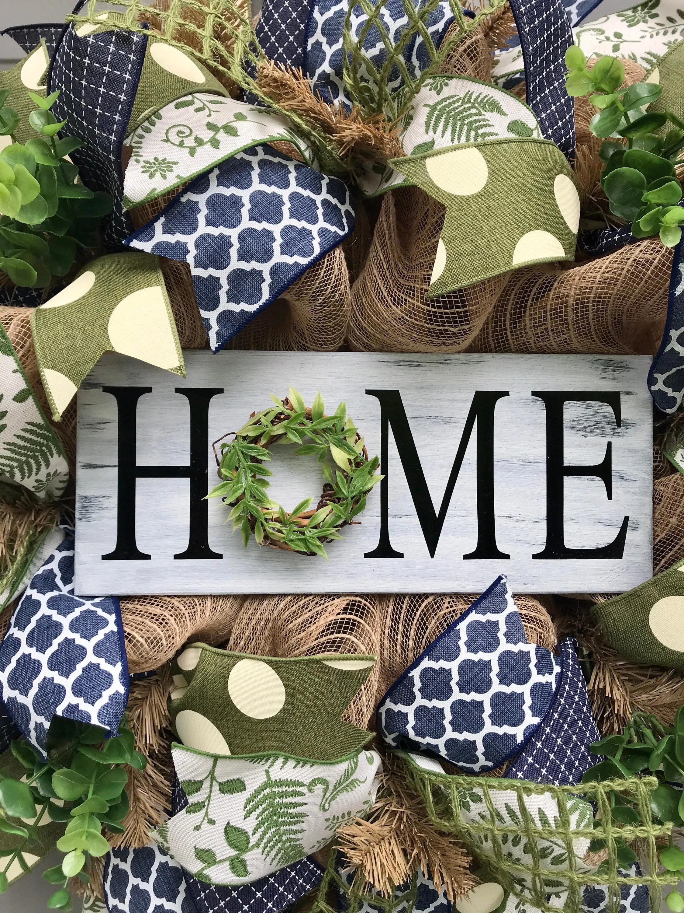 Home Rustic Burlap Deco Mesh Wreath, Welcome Wreath for Front Door, Everyday Porch Decor