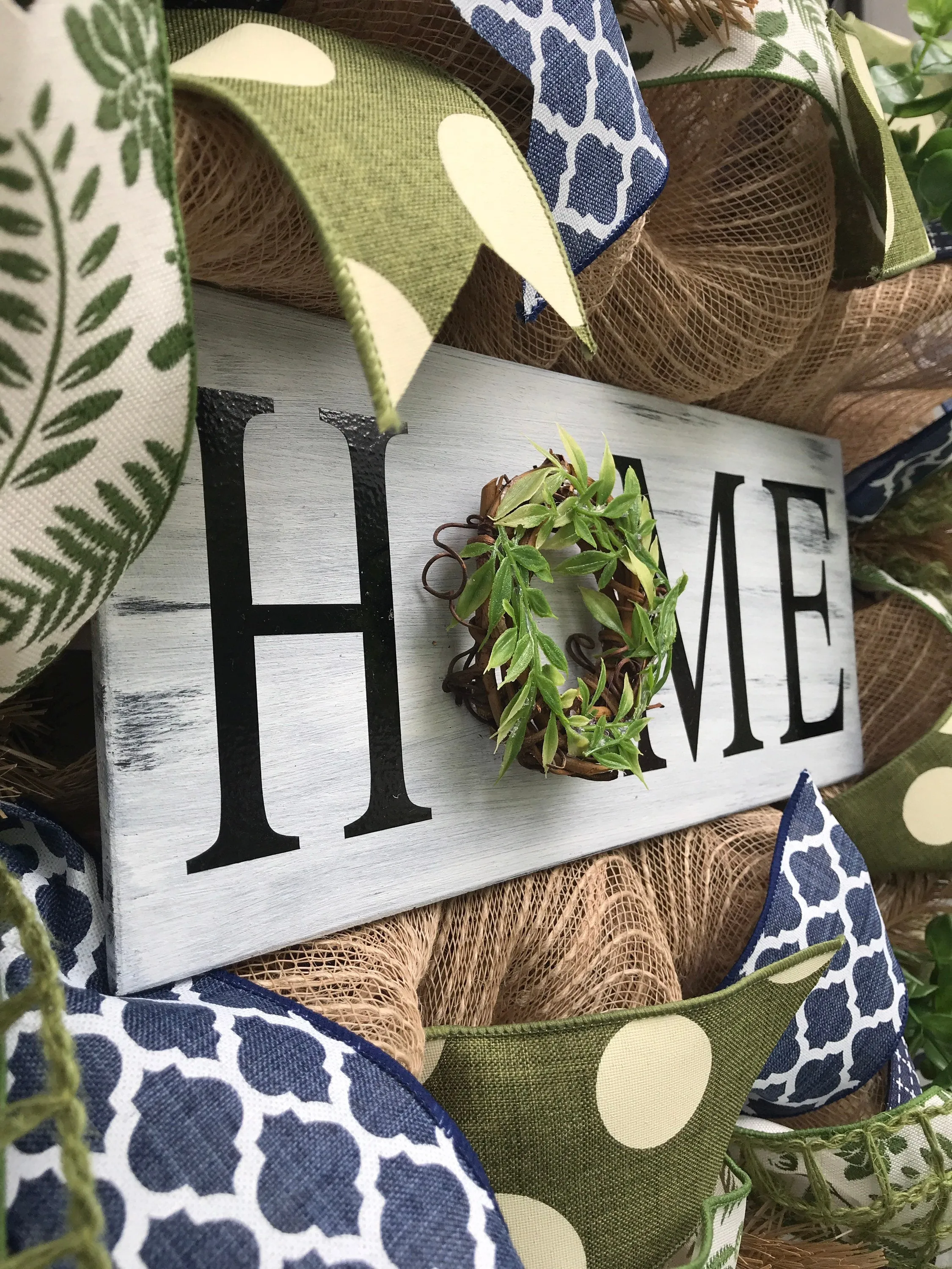 Home Rustic Burlap Deco Mesh Wreath, Welcome Wreath for Front Door, Everyday Porch Decor