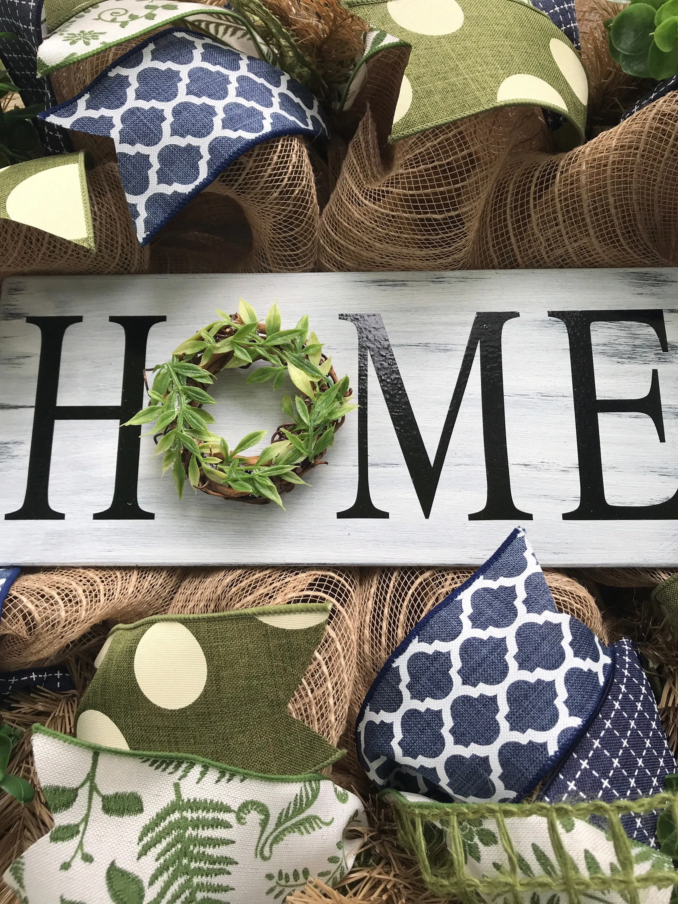 Home Rustic Burlap Deco Mesh Wreath, Welcome Wreath for Front Door, Everyday Porch Decor