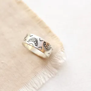 Indian Sun Stamped Silver Ring
