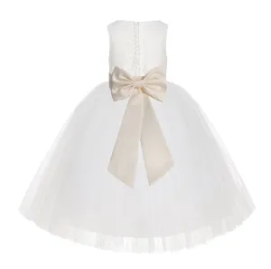 Ivory Floral Lace Flower Girl Dress Special Events Christening Pageant Gown Communion Recital LG7(1)