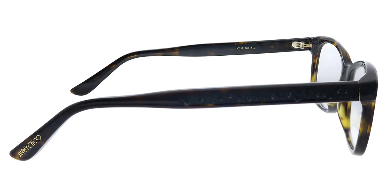 Jimmy Choo JC 239 086 Square Plastic Havana Eyeglasses with Demo Lens