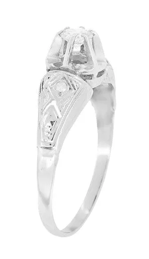 Kensley Art Deco Buttercup Vintage Diamond Engagement Ring in Platinum