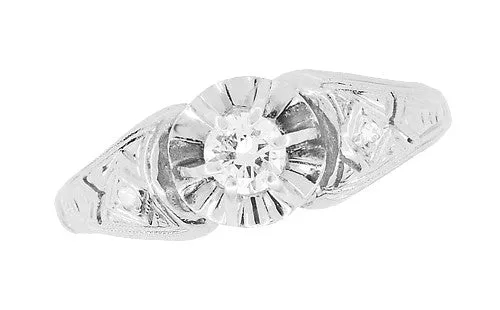 Kensley Art Deco Buttercup Vintage Diamond Engagement Ring in Platinum