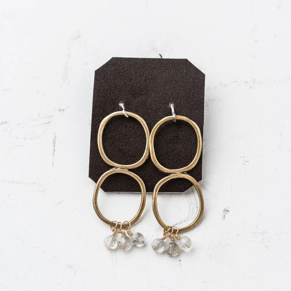 Labradorite Coin Double Karma Earrings