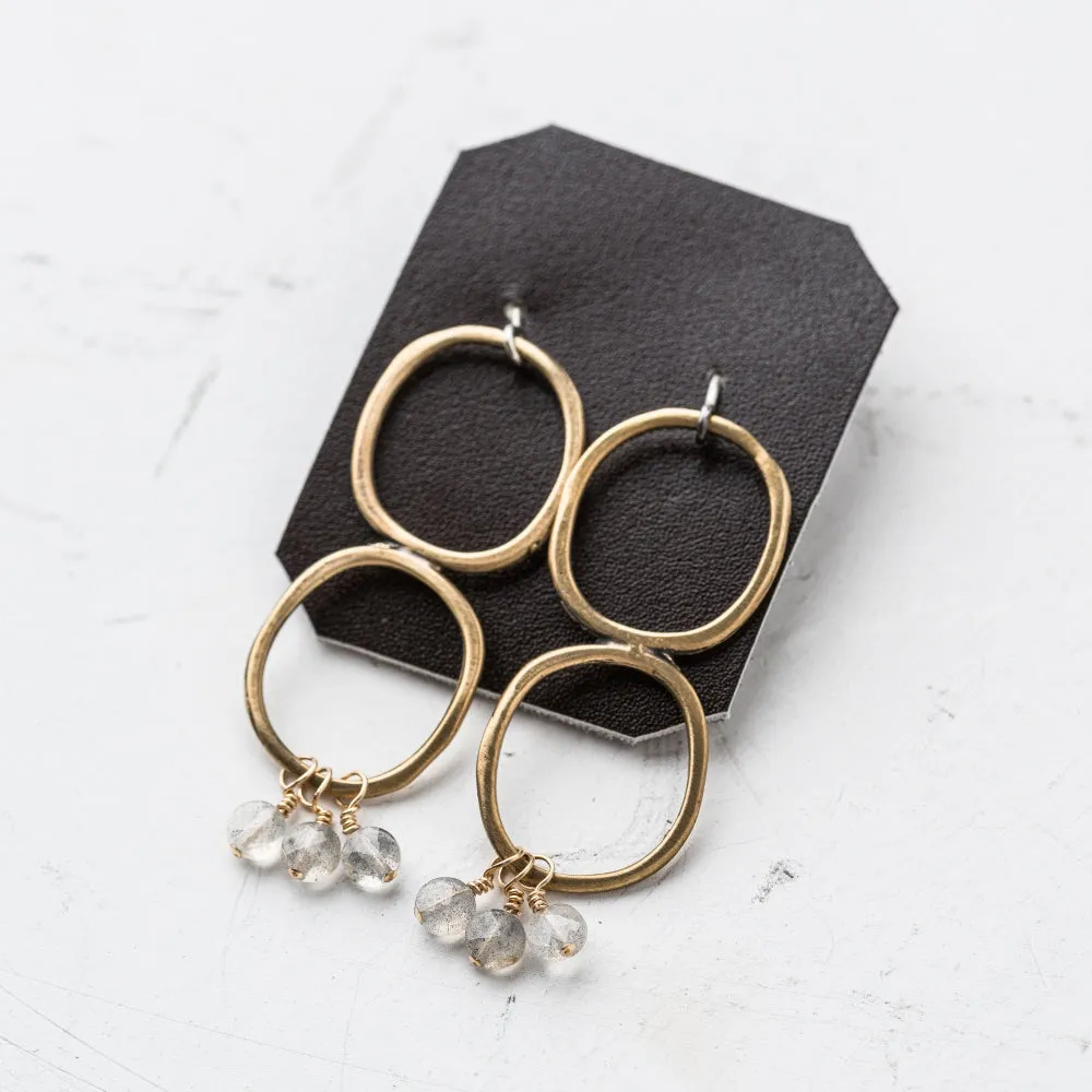 Labradorite Coin Double Karma Earrings