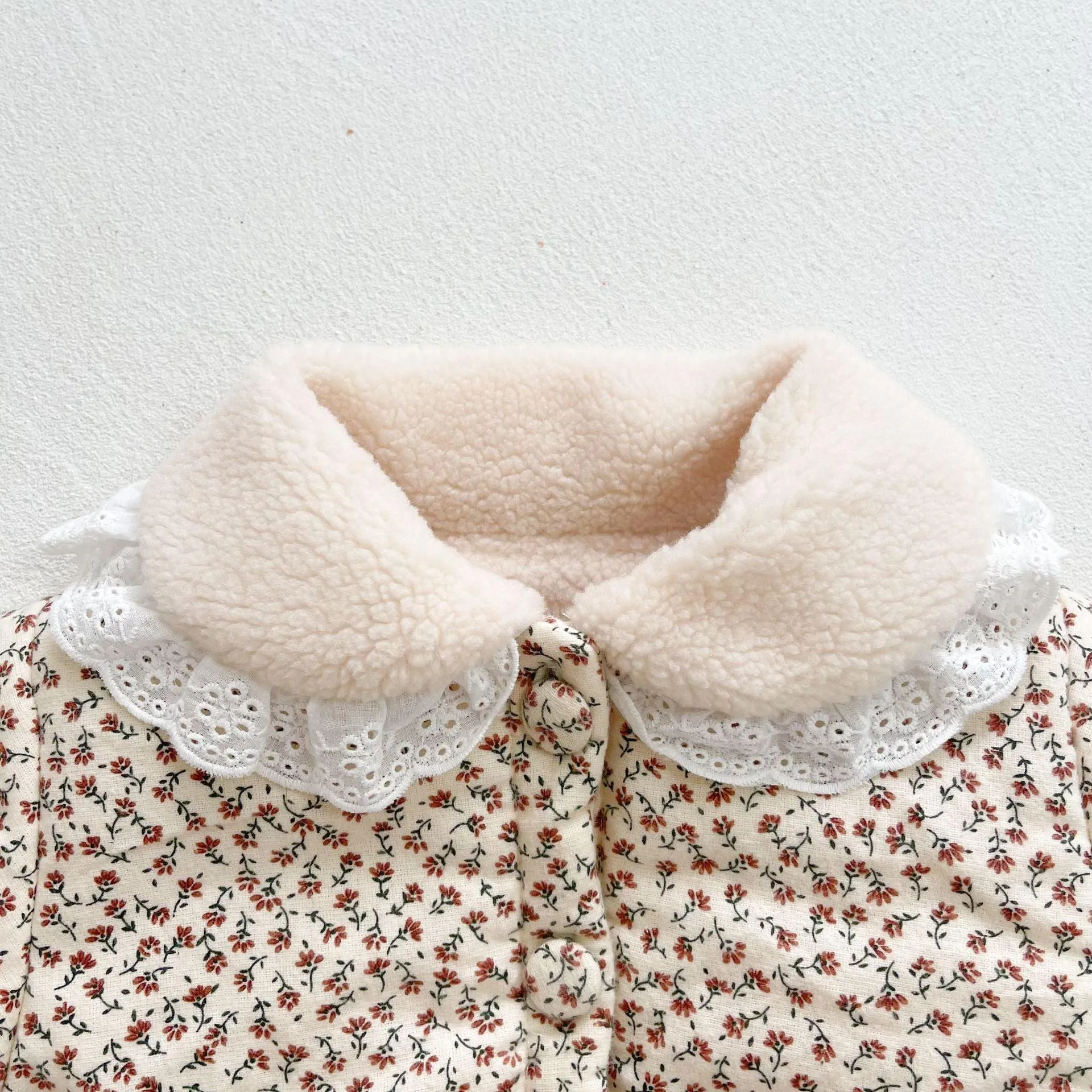 Lace Collar Floral Coat