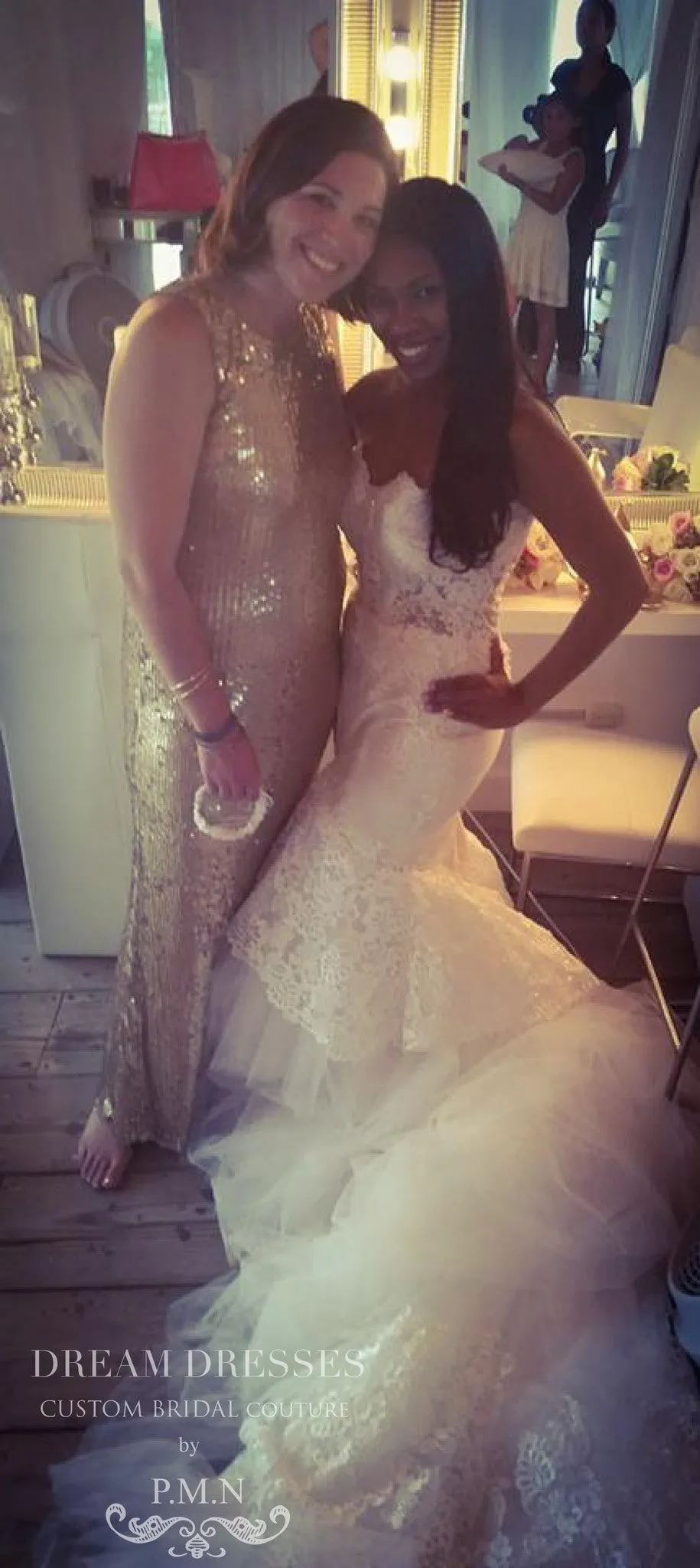 Lace Trumpet Wedding Dress With Teired Train (# Chisa)