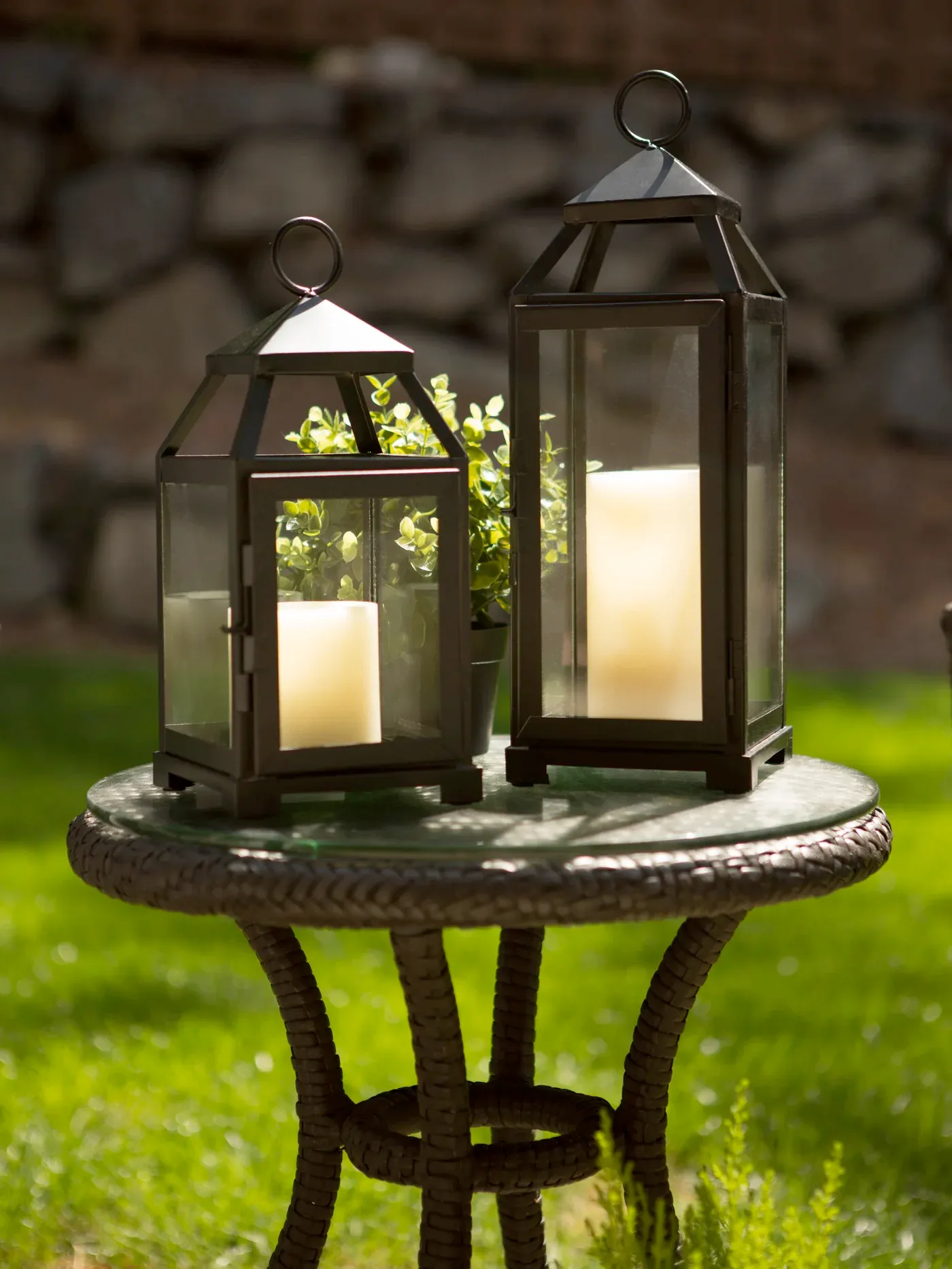 Large matte black metal candle lantern